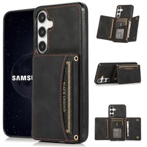 NKECXKJ Design for Galaxy S25 5G Wallet Case with Credit Card Holder Slot PU Leather Phone Cover Stand Kickstand Shockproof Protective Cell Accessories for Samsung S 25 Women Men Girls Black