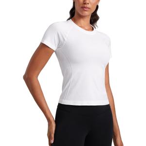 CRZ YOGA Seamless Short Sleeve Shirts for Women Breathable Running Workout Tops Athletic Gym Yoga Basic T-Shirts (Medium) CRZ YOGA Seamless Short Sleeve Shirts for Women Breathable Running Workout Tops Athletic Gym Yoga Basic T-Shirts (Medium)