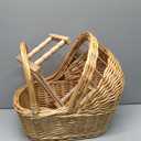 BruinBang 23.6 Inch Wicker Baby Carriage Handmade Wicker Stroller