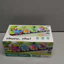 Funwee Steam Track Train Set for Toddlers, Magnetic Connection Train Toys w/Lights & Sounds, Electric Cartoon Choo Choo Train, Toy Train Christmas Birthday Gift for Toddlers 2 3 4 5+ Boy Girl (Blue)