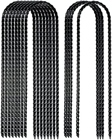 Nigh Coated Rebar Trampoline Wind Stakes Set of 3 Safety Ground Anchors Stakes Extra Heavy Duty Metal Landscape Staples 10 Inches Long (Black)