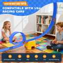 TAEMVV Flexible Race Track Gift for Kids, 15 Ft Car Track Set, Solid Blue | Compatible with Hot Wheels 1/64 Diecast Cars, Reinforced Suction Cup for Boys Girls 3+, 15 FE