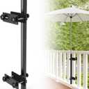 Linone Patio Umbrella Holder for Deck Railing, Adjustable Deck Umbrella Mount Outdoor, Attachable to Railing Mounting Brackets, Maximizes Deck Space
