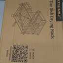 Dish Drying Rack, 2 Tier Dish Racks for Kitchen Counter, Compact Drying Rack Kitchen, Rust-Resistant Dish Drainer, Detachable Space-Saving Dish Rack with Drainboard, Utensil Holder, Black