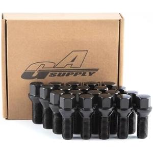 GAsupply 14x1.5 28mm Shank Lug Bolts, 20pcs Black Conical Seat 56mm Tall Lug Studs for Wheel Spacers, 17mm Hex