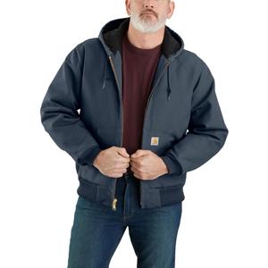 Carhartt Men's J140 Loose Fit Firm Duck Insulated Flannel-Lined Active Jac (Large, Dark Navy)