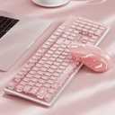 V3 Wireless Keyboard and Mouse with Single Backlit, Metal Panel, Bluetooth/2.4G Rechargeable Computer Keyboard and Mouse Combo Silent Lighted Full Size Cute Keyboards-Pink