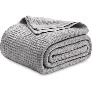 Blankets for Bed - Waffle Weave Blankets for Summer, Lightweight and Breathable Soft Woven Blanket for Spring 90x176 In