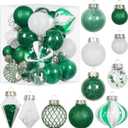 Christmas Ball Ornaments Set, 34PCS Clear Plastic Shatterproof Christmas Ornaments for Xmas Tree Hanging Decorations, for Indoor Home Thanksgiving Party Decor - Green/White.