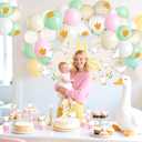 SUNBEAUTY Goose Party Decoration Set, Pink Yellow Bow Goose Baby Shower Decor, Funny Table Centerpiece Gift for 1st Birthday Decorations, Anniversary Decorations, Wedding Party Decor