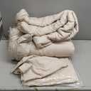 JOLLYVOGUE Queen Comforter Set, Ultra-Soft Bed in a Bag Queen Size 7 Pieces, Oeko-TEX Certified Bedding Set with Down Alternative Comforter, Sheets, Pillowcases & Shams, Beige