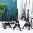 Therwen 6 Pcs 15'' Eiffel Tower Statue Decor Alloy Metal Paris French Eiffel Tower Model Collectible Figurine Paris Craft Art Statue Model Party Decoration Gift for Cake Topper(Black)