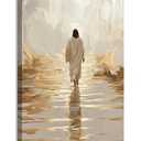 MIVASIJO Jesus Walking on Water Wall Art Christian Wall Decor Biblical Stories Wall Painting Inspirational Religious Prints Jesus Picture Decoration for Living Room Bedroom Church 12x16 in