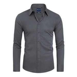 Alimens & Gentle Slim Fit Mens Dress Shirts for Men Button Down Long Sleeve Dress Shirts Wrinkle Free Formal Stain Proof, Grey, M
