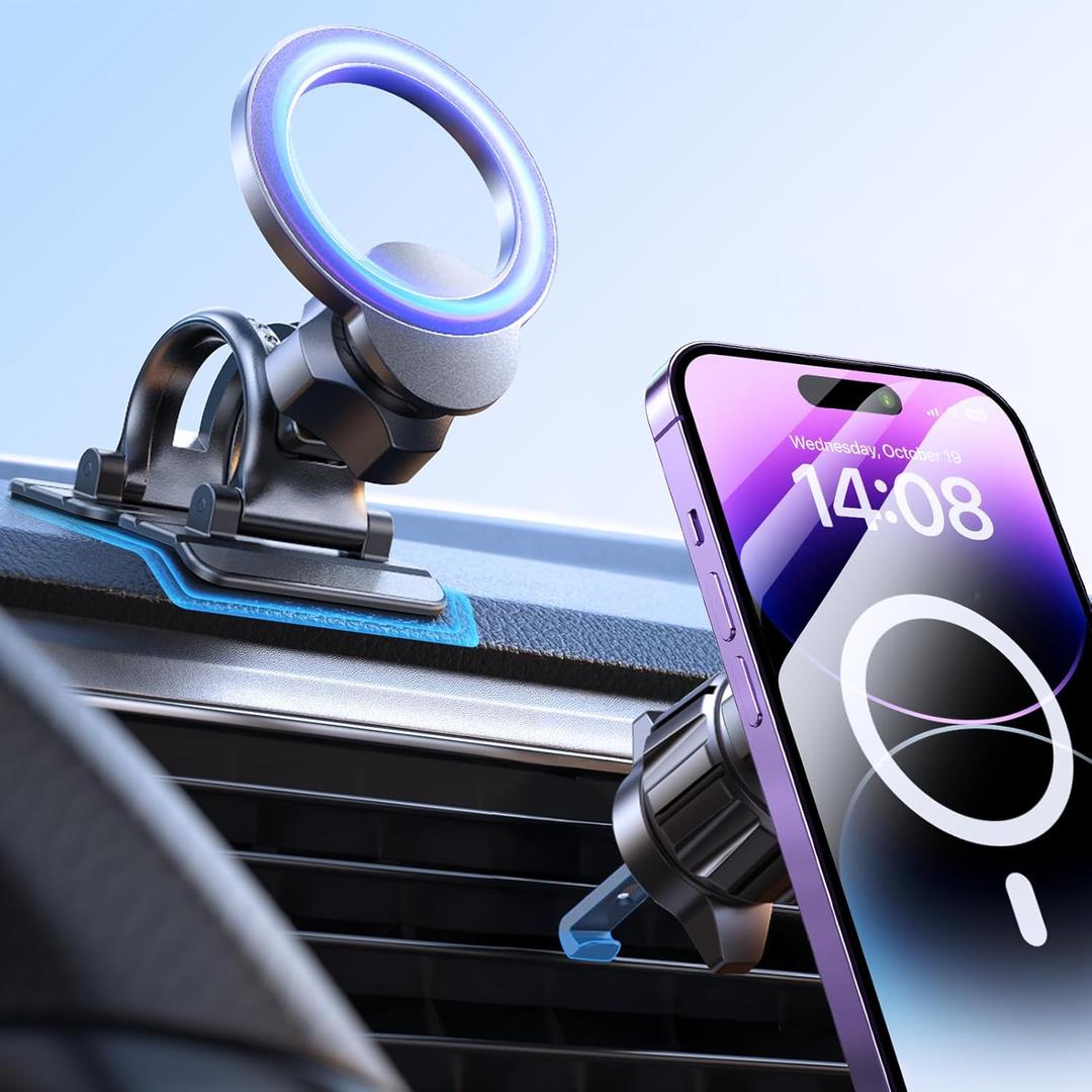 LISEN for MagSafe Car Mount [95% Increase Magnetism] Magnetic Phone Holders for Your Car,Car Accessories for Men Women Truck 360 Dashboard Vent Phone Mount for Garmin GPS Fit iPhone 16 15 14 13 12 (Black)
