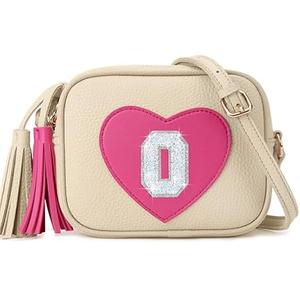 OYLOLA Birthday Gifts for Girl Initial Girls Purse Toddler Purse Kids Purses Toddler Girl Gifts Heart Purses for Girls Beige O