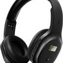 Rechargeable and Portable Personal FM Radio Headphones with Best Reception, Wireless Headset Radio Ear Muffs for Jogging, Mowing, Cycling, Meeting FM Receiver (A8, Black)