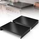 Stainless Steel Gas Stove Top Cover, Multi-functional Noodle Board, Cooktop Cover for Expanding Kitchen Space, Robust and Durable, 15"x 22"x3.2" (2, Black), 21.6"L x 2.6"W