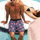 Mens Swim Trunks 5 Inch Quick Dry Bathing Suit with Pockets Beach Board Shorts Mesh Lining (Black, XL)