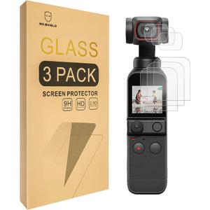 Mr.Shield Screen Protector For DJI Osmo Pocket 2 Camera [Lens+LCD Screen] [3+3 Pack] [Tempered Glass] [Japan Glass with 9H Hardness] Screen Protector