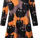 LARACE Tunics 3/4 Sleeve Plus Size Tops for Women V Neck Loose Fit Flowy Clothing for Leggings (Size: 4X Halloween_91purplepumpkincat)