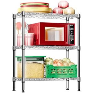 IZEUK 3-Tier Heavy Duty Steel Storage Shelves, Metal Shelf Wire Shelving Rack for Pantry, Kitchen, Home or Office Organization (29.5" W x 13.8" D x 35.5" H, 750LBS, Chrome)