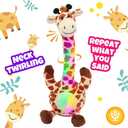 Hopearl Glowing Dancing Giraffe Toy Repeats What You Say Talking Toy Wriggle Singing Mimicking Twisting Electric Light Up Interactive Animated Speaking Gifts for Kids, Brown, 13''