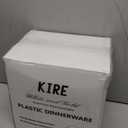 KIRE 100PCS Disposable Plates - White with Gold Rim for Christmas Party/Wedding - Includes 50Pieces 10.25inch Dinner and 50Pieces 7.5inch Dessert/Salad Plates