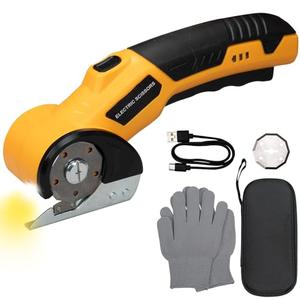 Cordless Electric Scissors - High Speed Cardboard Cutter, 4.2V 2000mAh Rechargeable Rotary Cutter with Safety Lock & LED Light, Cardboard Cutter for Cutting of Fabric, Leather, Carpet, Plastic