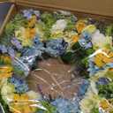 Faux Silk Flower Spring Summer Easter Wreath 24-26" for Front Door – White Ranunculus Yellow Daisy Blue Hydrangea Green Eucalyptus Leaves – Farmhouse Front Porch Wreath, Outdoor Indoor Use