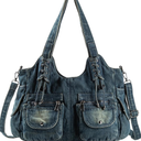 Designer Denim Handbags for Women Hobo Tote Bag Crossbody Denim Purses Blue Jean Shoulder Bag