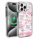 Deaorew Magnetic for iPhone 16 Pro Max Case, Compatible with MagSafe, Wireless Slim Clear Aesthetic Shockproof Protective Cover for Women Girl - Inspirational Quotes