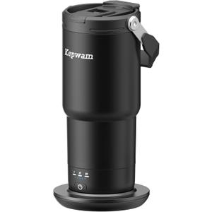 Kepwam T3 Self-Heating Travel Mug 20oz, Temperature-Controlled Coffee Warmer Mug, Smart Travel Coffee Mug Keep Coffee Drinks Hot, Heated Mug Great for Driver Outdoor Fits Car Cup Holders (Black)