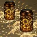 2 Pack Solar Lanterns Outdoor Waterproof, Dragonflies Garden Decor Gifts for Women Mom Grandma Hanging Solar Lights Metal Decoration Outside for Yard, Pati(Sunflowers)