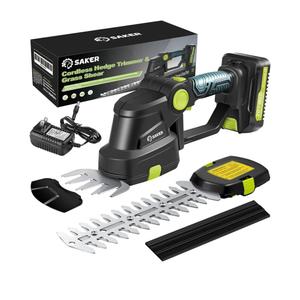 Saker Cordless Hedge Trimmer-20V Electric Shrub Trimmer Grass Shears Handheld Grass Cutter, Hedge Shear with 1 PCS Rechargeable Battery and Charger for Garden, Lawn