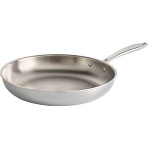 Tramontina Seattle Tri-Ply Clad Stainless Steel 12-Inch Large Frying Pan, Induction-Ready Skillet, Dishwasher-Safe, NSF-Certified, Made in Brazil