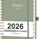 AHGXG 2026 Planner, Weekly and Monthly, 2026 Calendar, Jan 2026 - Dec 2026, Hardcover with Monthly Tabs, 100 GSM Thick Paper, for Women School Home Office Supplies, 6" X 8.38", Sage Green