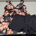 SEAFORM Women's Tankini Bathing Suits Two-Piece Tummy Control Swim Dress High Waist Printing Padded Swimsuits with Boy shorts L