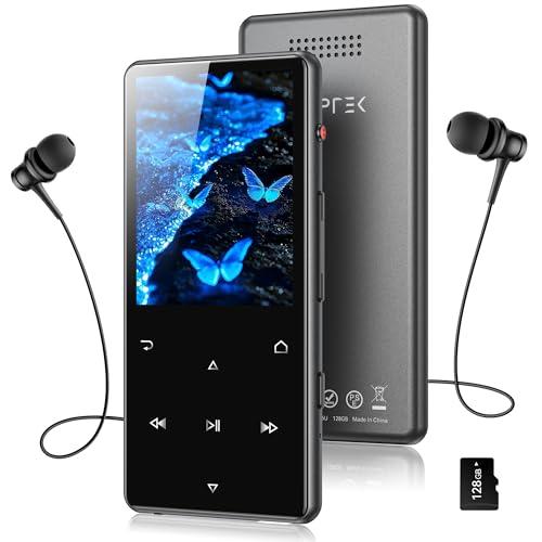 AGPTEK 128GB MP3 Player with Bluetooth 5.4, M6 2.4 inch Music Player with One-Click Recording, Built in Speaker and FM Radio, Touch Buttons(Black)