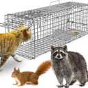 KOCASO Live Animal Trap Cage, Outdoor Heavy Duty Large Humane Animal Cat Trap Catch Release Rodent Cage, Collapsible Catcher Cages for Raccoons Opossums Groundhogs Skunks Beavers Armadillos Squirrel