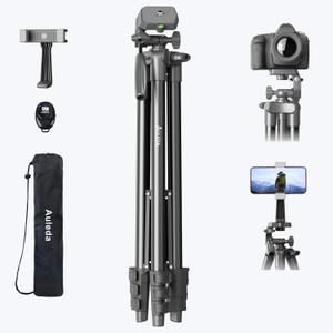71″ Camera Tripod Aluminum Tall Tripod Stand Compatible with Canon Nikon with Wireless Remote Phone Holder and Bag Max Load 6.6 LB