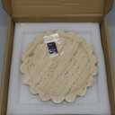 Travertine Scalloped Marble Tray - 9.9 Inch Round Stone Decorative Perfume Trinket Jewelry Dish, Catchall Organizer for Bathroom Vanity Dresser Kitchen Countertop Home Decor