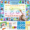 ANIMOLDS Water Doodle Mat 40  32  Aqua Magic Drawing Board for Toddlers & Kids | Alphabet Safari Theme Educational Art Play Mat | Reusable, Mess-Free Water Painting Toy
