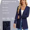 GRACE KARIN Womens Long Cardigans Trendy, Lightweight Knit Blazer, Casual Open Front Spring Sweaters with Pockets (Blue, L)