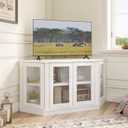 Panana Corner TV Stand - 47 Inch Media Console with 4 Doors and Shelves, Living Room Storage for TVs up to 51 Inch (White), 13.97" W x 23.62" H x 47.32" D