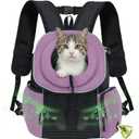 PetAmi Adjustable Cat & Dog Front Chest Carrier Backpack, Ventilated for Hiking & Camping, Max 10 lbs, Purple (Medium (15.5x9x15.5))