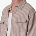 Mnml Men's Cropped Boxy Striped S/S Shirt - Khaki, M