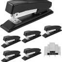 6 Pack Staplers for Desk, 20 Sheet Capacity Heavy Duty Metal Desktop Stapler for Classroom Office Desk Accessories Teacher Supplies (Black)