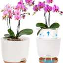 5.8 Inch Self Watering Planters for Indoor Plants with Bottom Watering,2Pack Flower Plant Pots for Outdoor with Drainage, Durable Plastic planters Pots(White), 2 Pack, 5.7IN