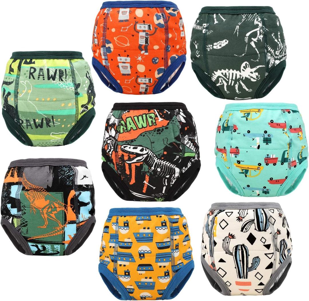 MooMoo Baby 8 Packs Potty Training Pants Cotton Absorbent Training Underwear for Toddler Boy and Girls  (6 Years, Green)